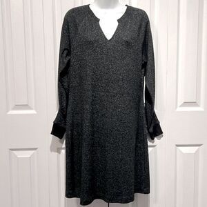 Cabi Black/Grey Long Sleeve Shift Dress Size S (Fits Oversized,See Measurements)